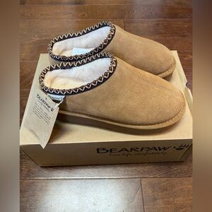 BearPaw Tabitha Iced Coffee Tan Slippers Booties Slip On Shoes Fur lined New
